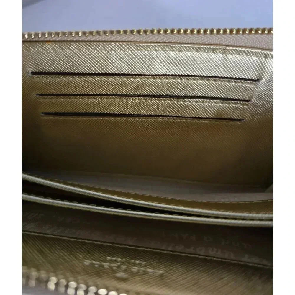 Kate Spade New York Talk Is Chic WALLET Gold Saffiano Wristlet Wallet